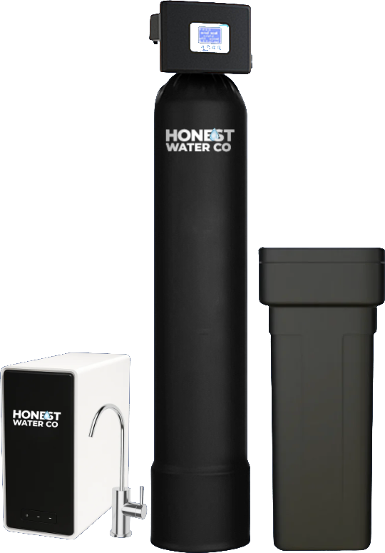 Honest Water Co whole-home softener, filtration tank, and reverse-osmosis drinking system